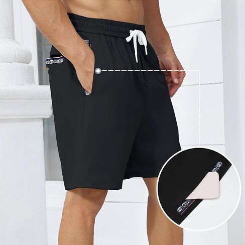 UOUA Men's Casual Shorts 7" Drawstring Summer Beach Stretch Waist Quick Dry Golf Athletic Gym Short in Saudi Arabia