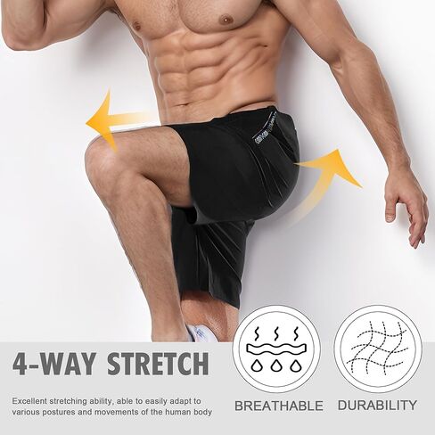 UOUA Men's Casual Shorts 7" Drawstring Summer Beach Stretch Waist Quick Dry Golf Athletic Gym Short in Saudi Arabia