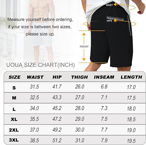 UOUA Men's Casual Shorts 7" Drawstring Summer Beach Stretch Waist Quick Dry Golf Athletic Gym Short in Saudi Arabia