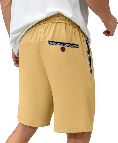 UOUA Men's Casual Shorts 7" Drawstring Summer Beach Stretch Waist Quick Dry Golf Athletic Gym Short in Saudi Arabia
