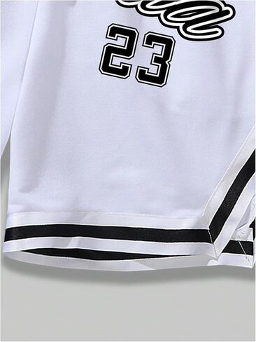 SHENHE Men's Letter Print Drawstring Waist Striped Trim Workout Gym Track Shorts in Saudi Arabia