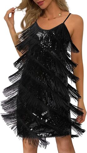 EVELUST Sexy Sequin Fringe Dress for Women - Cowgirl Western Country Concert Sparkly Nashville Festival Tassel Dance Outfit in Saudi Arabia