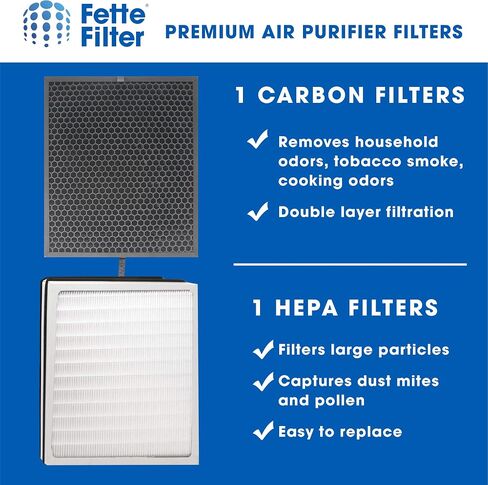 Fette Filter - FLT9200 True HEPA Air Purifier Filter H and Carbon Combo Pack Compatible with FLT9200 for AC9200 Air Purifier - (1 HEPA & 1 Carbon Filter) in Saudi Arabia