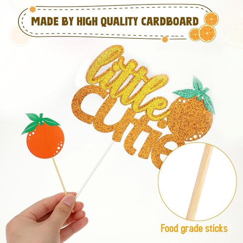 24 Pcs Little Cutie Cupcake Toppers, Shiny Cuties Oranges Cake Topper Baby Shower Decorations a Little Cutie Is on the Way Gender Reveal Orange Party Supplies Birthday Party Decorations in Saudi Arabia