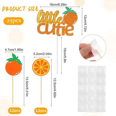 24 Pcs Little Cutie Cupcake Toppers, Shiny Cuties Oranges Cake Topper Baby Shower Decorations a Little Cutie Is on the Way Gender Reveal Orange Party Supplies Birthday Party Decorations in Saudi Arabia