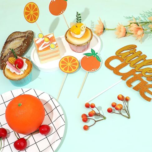 24 Pcs Little Cutie Cupcake Toppers, Shiny Cuties Oranges Cake Topper Baby Shower Decorations a Little Cutie Is on the Way Gender Reveal Orange Party Supplies Birthday Party Decorations in Saudi Arabia