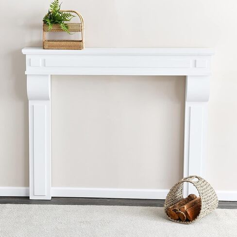Creative Co-Op Lodge Fireplace Mantel, Distressed Cream in Kuwait