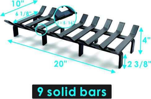 Hi-Flame Log Grate Heavy Duty Solid Steel Burning Fireplace Wood Stove Firewood Holder, 13 INCH, 13 x 10 x 4 Inch Matt Black in Kuwait