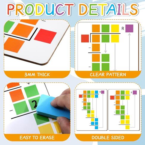 12 Set Dry Erase Board Double Sided 8 x 6 Inch, 12 Dry Erase Markers and 12 Small Whiteboard Dry Eraser, Portable White Board for Kids Student Teachers Office School Group Supply in Saudi Arabia