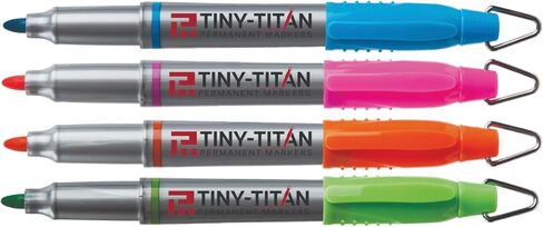 Mini Markers - Lime Green, Aqua, Pink, Orange - Permanent Markers for Nurses Badge, Mini Key Chain Hook, Badge Marker, Golf Ball Makers, Bullet Tip, Fine Point - 4 Vibrant Color Pack in Saudi Arabia
