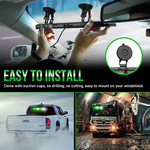 OPP ULITE White Green Windshield Dash Strobe Lights, Safety Flashing Warning Hazard Front/Rear Light Bar, 18W 24pcs Led, 20 Modes, w/Suction Cups for Emergency Construction Vehicles Trucks Snowplow in Saudi Arabia