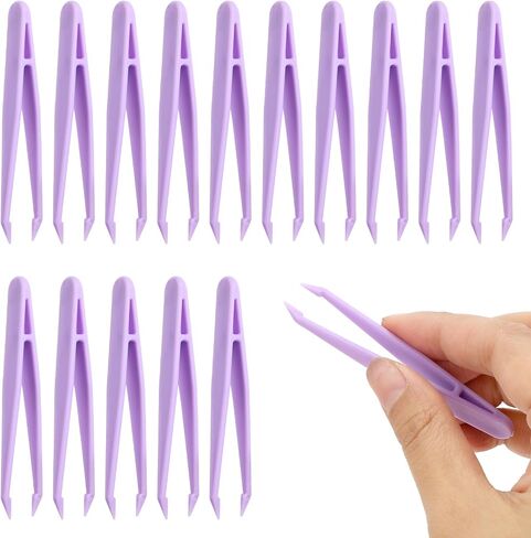 Trinkrittey 15 pcs Plastic Tweezers Craft Tweezers 3.14 inch Tweezers for Crafting Beads Tweezers for DIY Jewelry Making Crafts Handmade Beading Project Picking and Placing Beads(Purple) in Saudi Arabia