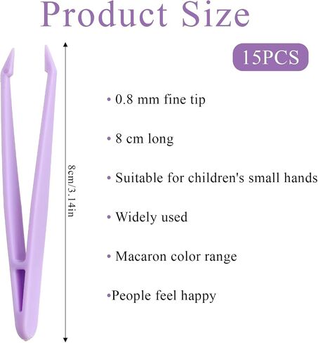 Trinkrittey 15 pcs Plastic Tweezers Craft Tweezers 3.14 inch Tweezers for Crafting Beads Tweezers for DIY Jewelry Making Crafts Handmade Beading Project Picking and Placing Beads(Purple) in Saudi Arabia