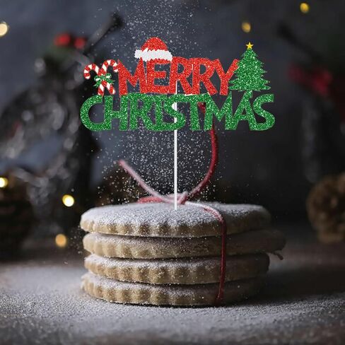 عيد ميلاد سعيد كعكة توبر الأخضر الأحمر بريق عيد الميلاد موضوع زينة الحفلات عيد الميلاد حفلة عيد ميلاد كعكة الزينة in Kuwait