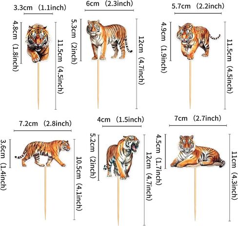 Ercadio 24 Pack Tiger Cupcake Toppers Tiger Cupcake Picks Animal Cupcake Picks Tiger Birthday Cupcake Decorations for Baby Shower Birthday Animal Theme Party Cake Decor Supplies in Kuwait