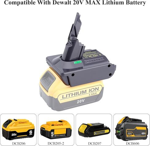 استبدال محول بطارية Dyson V6 لبطارية DEWALT 20V إلى Dyson V6 SV03 SV04 SV09 DC62 DC59 محول فراغ رقيق (محول DEW20V6 فقط) in Kuwait