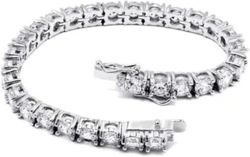 3.15 Ct D VVS Moissanite Diamond Tennis Bracelet, 14K White Gold Plated, 925 Sterling Silver, 7.25 Inch, Unisex in Saudi Arabia