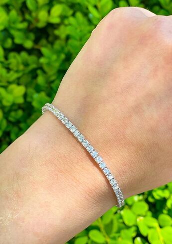 3.15 Ct D VVS Moissanite Diamond Tennis Bracelet, 14K White Gold Plated, 925 Sterling Silver, 7.25 Inch, Unisex in Saudi Arabia