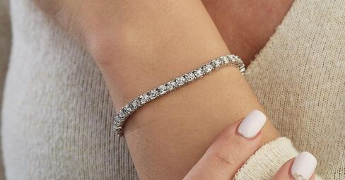 3.15 Ct D VVS Moissanite Diamond Tennis Bracelet, 14K White Gold Plated, 925 Sterling Silver, 7.25 Inch, Unisex in Saudi Arabia