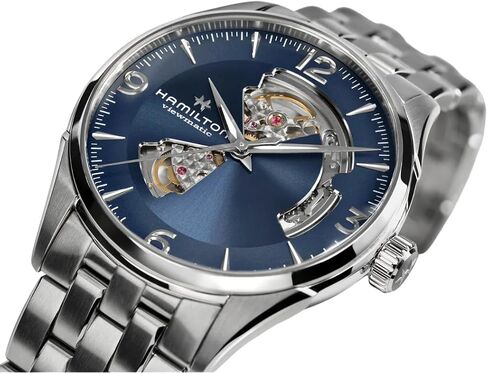 Hamilton Watch Jazzmaster Open Heart Auto | Swiss Made | 42mm Stainless Steel Case | Blue Dial Analog Watch | Silver Stainless Steel Bracelet (Model: H32705141) in Saudi Arabia