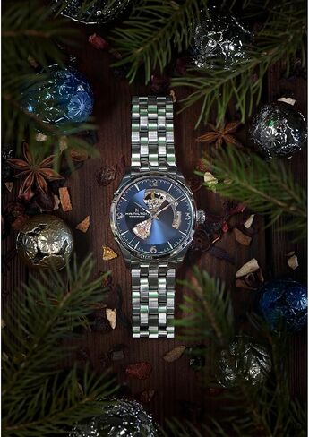 Hamilton Watch Jazzmaster Open Heart Auto | Swiss Made | 42mm Stainless Steel Case | Blue Dial Analog Watch | Silver Stainless Steel Bracelet (Model: H32705141) in Saudi Arabia