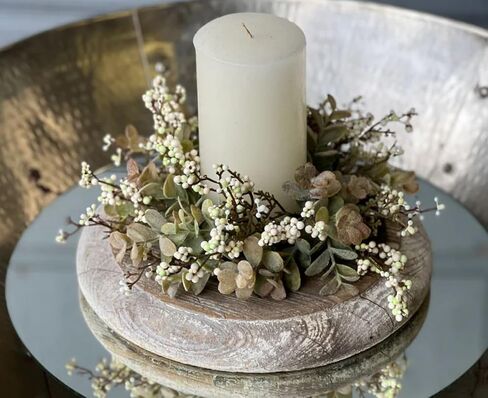 Pebble Berry Candle Ring Set | 2 Pc - 10 Inch with 3 Inch Center Wreath Candle Rings - Cream Creek in Saudi Arabia