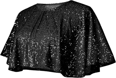 Women's 1920s Sequin Shawl Wrap Bridal Shawl Cover up Beaded Evening Cape in Saudi Arabia