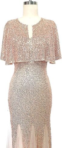 Women's 1920s Sequin Shawl Wrap Bridal Shawl Cover up Beaded Evening Cape in Saudi Arabia