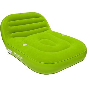 Airhead Sun Comfort Cool Suede Double Chaise Lounge Pool Float, Lake Chair
