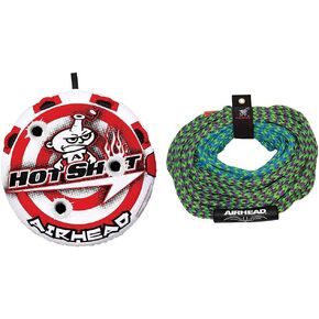 Airhead Hot Shot Towable 1-2 Rider Tube for Boating and Water Sports, Double-Stitched Full Nylon Cover & Speed Safety Valve for Easy Inflating & Deflating