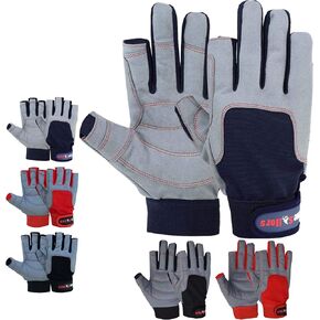 MRX BOXING & FITNESS Sailing Gloves with 3/4 Finger and Grip for Men and Women, Great for Kayaking, Workouts and More Blue/Grey