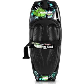 SereneLife Thunder Wave Kneeboard, with Strap and Hook for Kids & Adults | Universal Water Sport Kneeboard for Boating, Waterboarding, Kneeling Boogie Boarding, Knee Surfing (Black/Green)