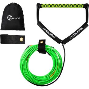 Dyneema Wakeboard Rope 75ft, No Stretch Wakeboard Rope and Handle Water Ski Rope for Watersports, 4 Sections Floating Wakeboard Tow Rope for Kneeboarding and Wakesurfing