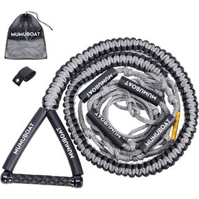 25ft Wakesurf Rope with EVA Handle, 6 Sections Floating Watersport Ropes for Wake Surfing