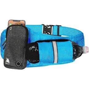 حزام الجري Athlé - حقيبة أفقية لزجاجة المياه، جيب كبير من Fanny Pack يناسب جميع الهواتف والمحفظة، مقاس واحد قابل للتعديل يناسب جميع حزام الخصر، مشبك مفاتيح، عاكس 360 درجة