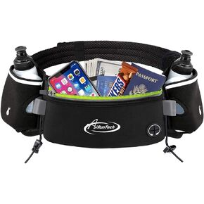 AiRunTech Hydration Running Belt with Bottles Zero Bounce Design for Running, Triathlon, Ironman, Marathon, 10K, 5K, Trail Fit for Most Smartphones