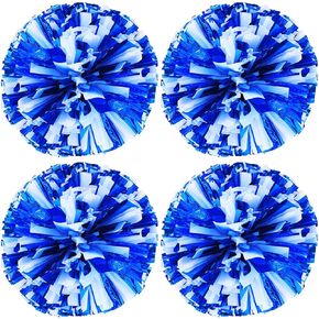 Hlonon 4 Pack Cheerleader Pom Poms Sports Dance Cheer Plastic Pom Poms Cheerleading for Sports Team Spirit Cheering(Blue White,50g)