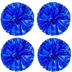 Hlonon 4 Pack Cheerleader Pom Poms Sports Dance Cheer Plastic Pom Poms Cheerleading for Sports Team Spirit Cheering(Blue White,50g)