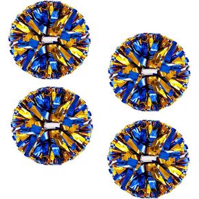 4Pcs Metallic Cheerleading Pom Poms for Kids, Creatiee 2 Pair Cheerleader Cheering Squad Pompoms for Boy Girl School Sports Games Team Spirit Cheer