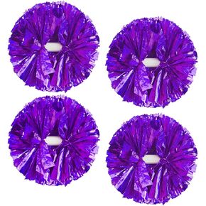 4Pcs Metallic Cheerleading Pom Poms for Kids, Creatiee 2 Pair Cheerleader Cheering Squad Pompoms for Boy Girl School Sports Games Team Spirit Cheer