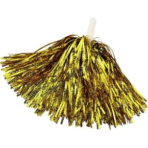 12PCS Pom Poms Cheerleading Metallic Embossing Fluffy Cheer Pom Poms with Handle Cheering Squad Team Spirits Pompoms for Sports Party Dance