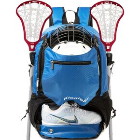 Lacrosse Bag, Large Sports Lacrosse Backpack Bag for All Lacrosse or Field Hockey Equipment - Two Stick Holders and Separate Cleats Shoe Compartment.