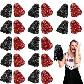 Lovecheer 24PCS Pom Poms Cheerleading Metallic Cheer Pom Poms with Handle Sports Team Spirit Cheering Squad for Kids Adults Party Gifts