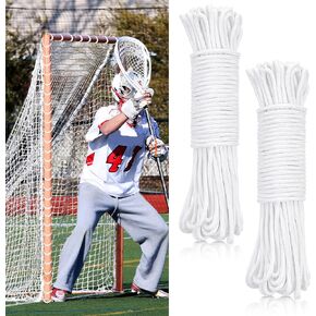 Wowangce 2 Pcs Lacrosse Goal Net Lacing Cord 92ft Long, 4mm Thick, Easy Installation for Lacrosse Hockey Soccer Backstop Cage Net Backyard Collegiate High School Youth, Net Not Include