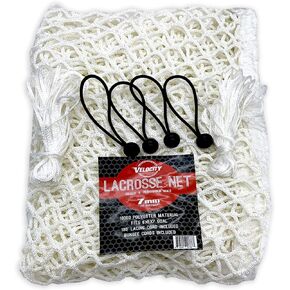 Heavy Duty Black & White Lacrosse Net - Fits 6’x6’x7’ Goals - Weatherproof, UV Resistant 1000D High-Strength Polyester - Comes with 100+ Feet of Lacing Cord and 4 Quick Ties