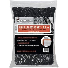 6mm Black Heavy Duty Replacement Lacrosse Goal Net (Round Corners) 6'x6x6'' for Backyard Goals - Gladiator Collegiate Level