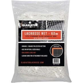 6mm Heavy Duty Replacement Lacrosse Goal Net 6'x6' for Professional Goals (Square Corners) - Gladiator Collegiate Level,White