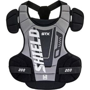 STX Shield 200 Lacrosse Goalie Chest Protector, Black/Gray, Large