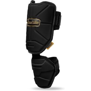 Franklin Sports Baseball Elbow Guard - سلسلة PRT للبيسبول للبالغين + درع الكوع اللينة للضرب - الكوع الواقي + وسادة الساعد - ضاربو اليد اليمنى + اليسرى - أسود/ذهبي - مقاس واحد - للبالغين