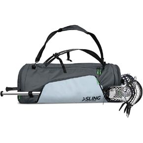 Sling Lacrosse Bag - Hybrid XL - Use As a Backpack or Duffel Bag - Holds 2 Sticks and All of Your LAX Gear - 75L Capacity Gray